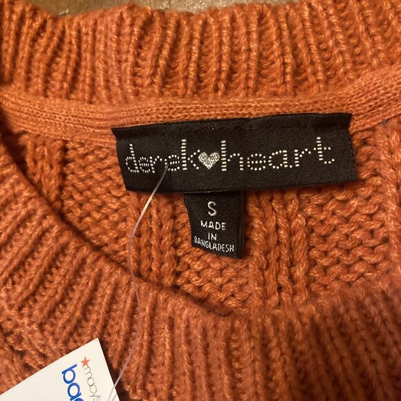 Derek Heart Orange Knit Sweater Size Small Cropped NWT - Picture 4 of 6